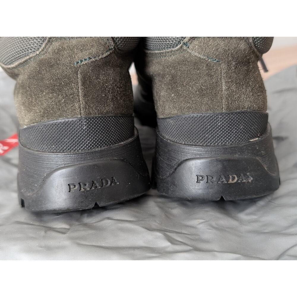Prada Vintage Green Suede Tyrolean Brixxen Lace-Up Hiking Boots Women's 37.5 - Picture 5 of 15